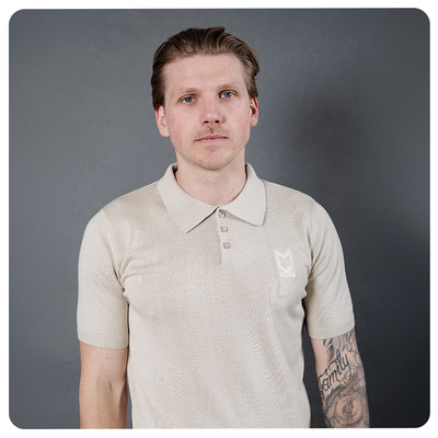 Mens Knitted Short Sleeve Polo - Stone