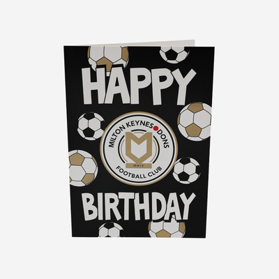 A5 Birthday Card - Black Footballs