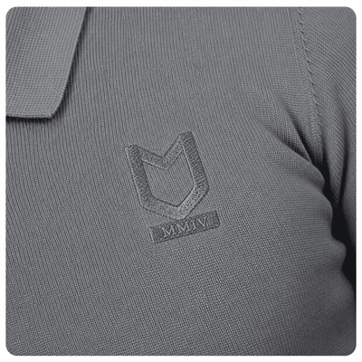 Mens Knitted Long Sleeve Polo - Grey