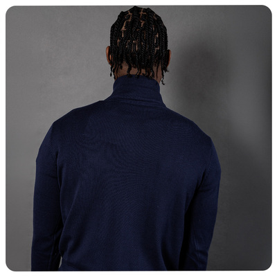 Mens Knitted 1/4 Zip - Navy