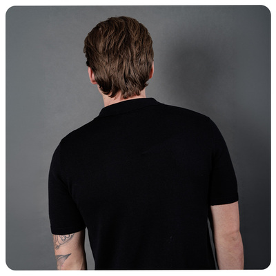 Mens Knitted Short Sleeve Polo - Black