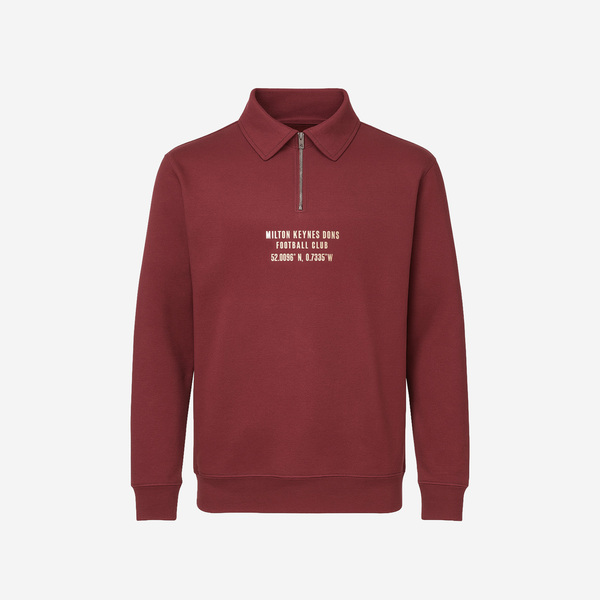 Mens Collared Zip Sweater - Maroon