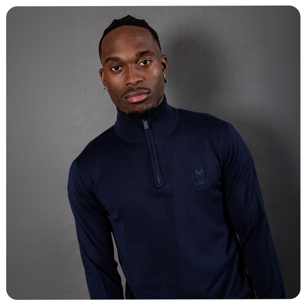 Mens Knitted 1/4 Zip - Navy