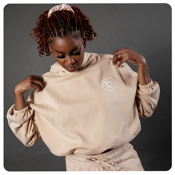 Womens Crest Hoodie - Stone
